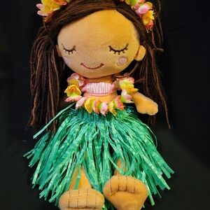 Tropical Hula Plush Doll with Green Skirt